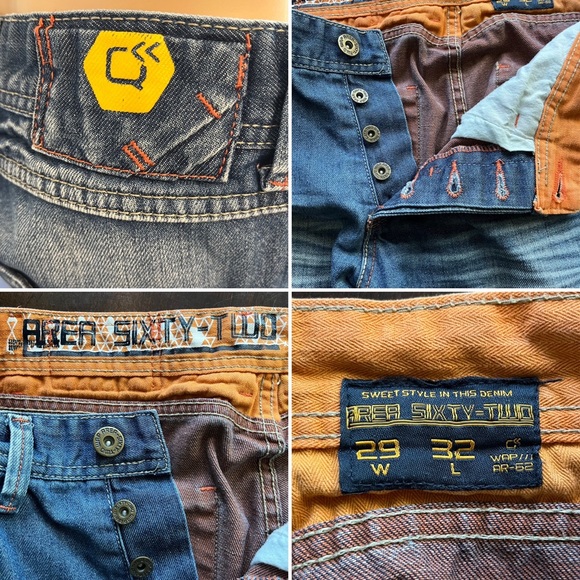 Area Sixty Two Blue Button Up Denim Jeans, size 29w 32l - Picture 10 of 10